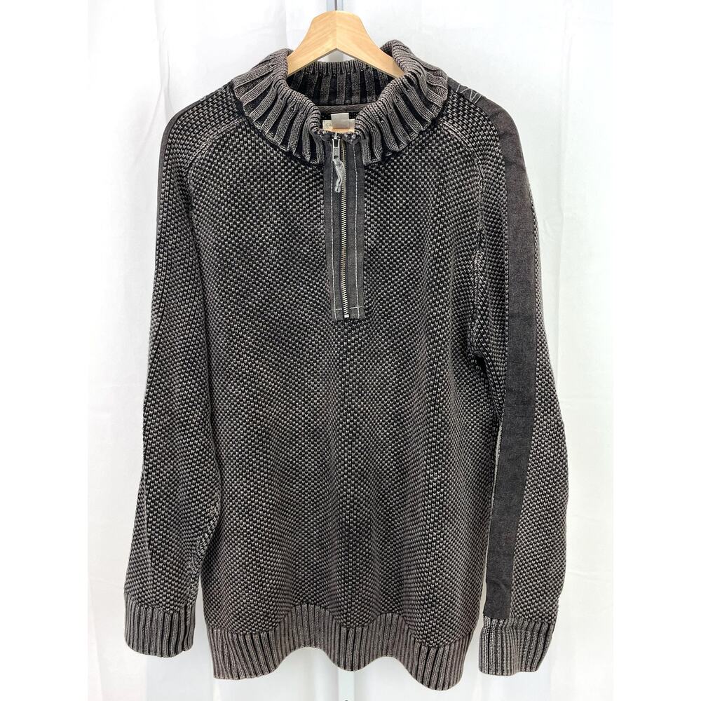 CARBON 2 COBALT  Size XL Hi Def Zip Neck Sweater Pullover Mock Cotton Knit Gray